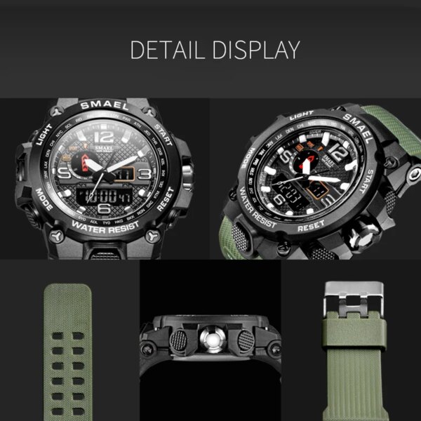SMAEL – montres de sport pour hommes, double affichage analogique numérique LED – Image 5