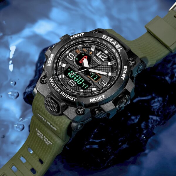 SMAEL – montres de sport pour hommes, double affichage analogique numérique LED – Image 2