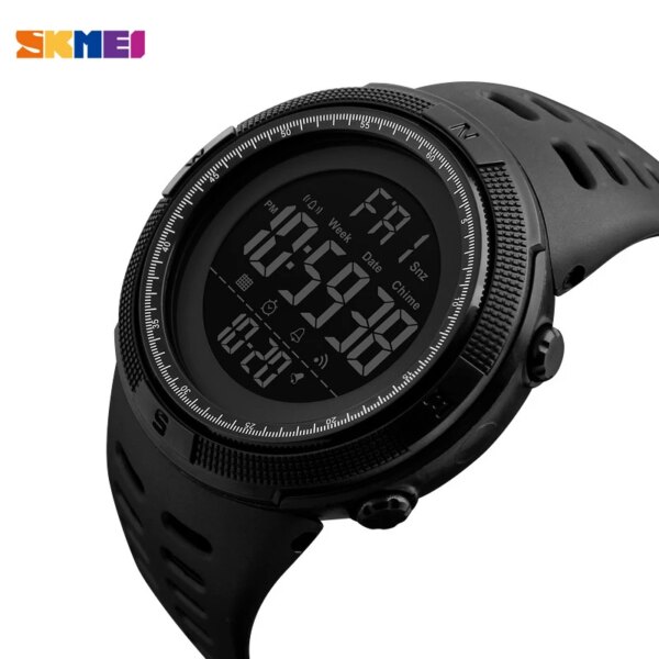 SKMEI –montre de sport pour hommes, numérique, étanche, LED, compte à rebours, à la mode, style militaire – Image 2