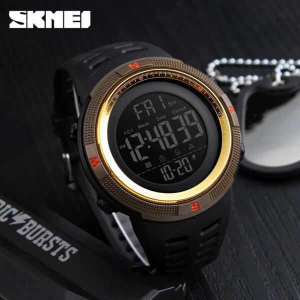 SKMEI –montre de sport pour hommes, numérique, étanche, LED, compte à rebours, à la mode, style militaire – Image 3