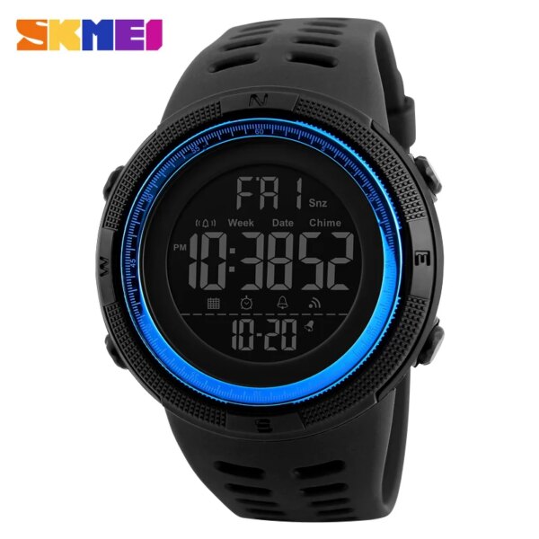 SKMEI –montre de sport pour hommes, numérique, étanche, LED, compte à rebours, à la mode, style militaire – Image 6