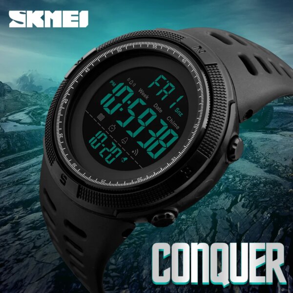 SKMEI –montre de sport pour hommes, numérique, étanche, LED, compte à rebours, à la mode, style militaire
