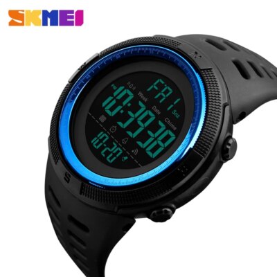 SKMEI –montre de sport pour hommes, numérique, étanche, LED, compte à rebours, à la mode, style militaire