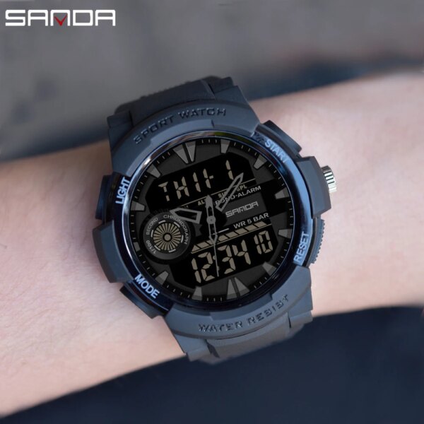 SANDA – montres de Sport pour hommes, chronographe multifonctionnel, étanche