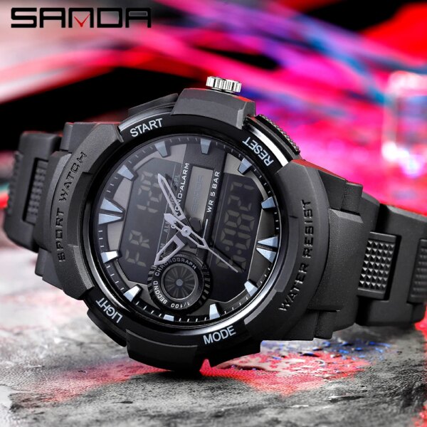 SANDA – montres de Sport pour hommes, chronographe multifonctionnel, étanche – Image 2