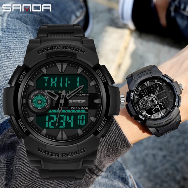 SANDA – montres de Sport pour hommes, chronographe multifonctionnel, étanche – Image 3