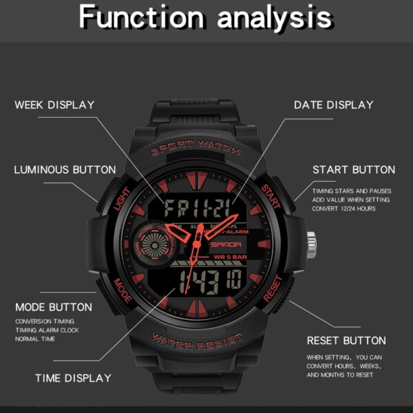 SANDA – montres de Sport pour hommes, chronographe multifonctionnel, étanche – Image 4