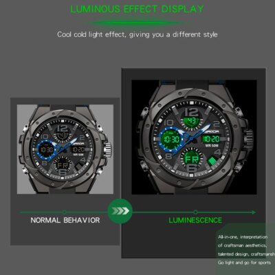 Montre de sport à quartz étanche pour homme, marque supérieure, luxe, militaire, choc masculin, horloge