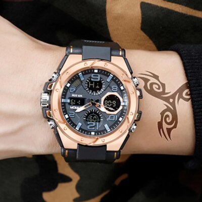 Montre de sport à quartz étanche pour homme, marque supérieure, luxe, militaire, choc masculin, horloge