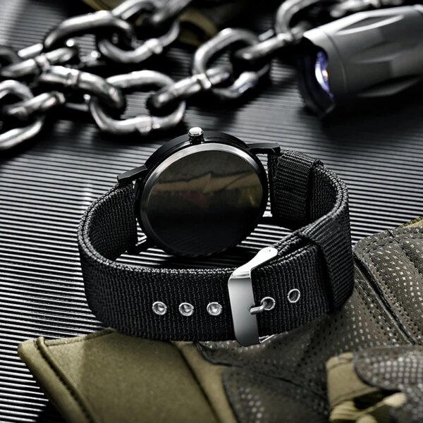 Montres-bracelets de sport Shoous pour hommes, montre militaire, bracelet en nylon simple – Image 5