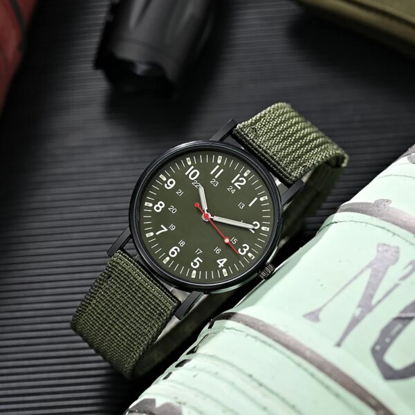 Montres-bracelets de sport Shoous pour hommes, montre militaire, bracelet en nylon simple – Image 2