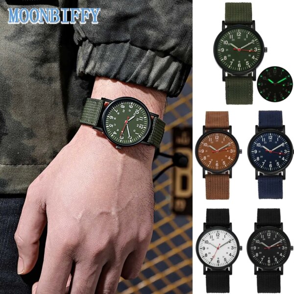 Montres-bracelets de sport Shoous pour hommes, montre militaire, bracelet en nylon simple