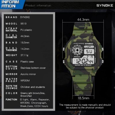 SYNOKE-Montre-bracelet militaire étanche pour homme, montre numérique, horloge de course, mode CamSolomon