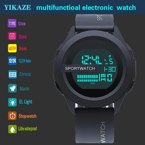 YIKAZE-Montre de dehors Militaire Numérique pour Homme, Horloge Multifonction, Étanche, Shoous – Image 6