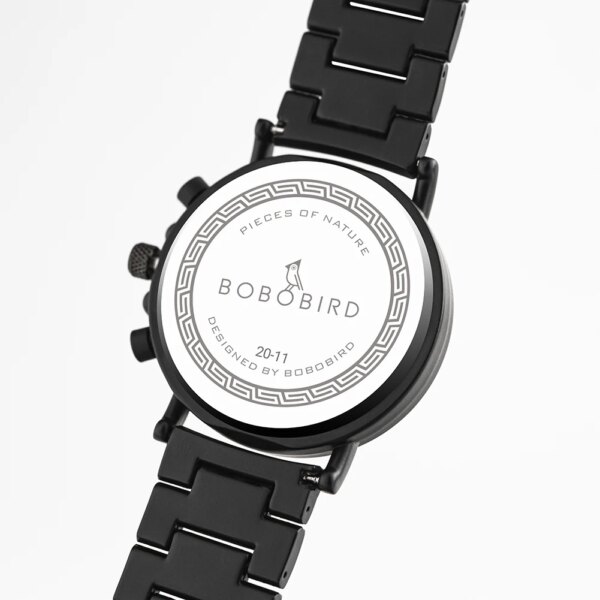 BOBO oiseau montre en bois hommes erkek kol saati luxe élégant bois montres chronographe militaire – Image 4