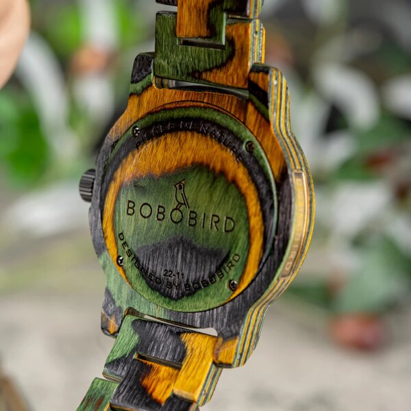 BOBOBIRD – montre-bracelet en bois pour hommes, montre-bracelet à Quartz japonais – Image 6