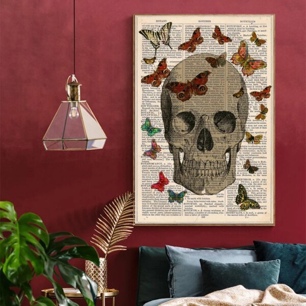 12454-162a9f.jpg Toile d'Art Mural Abstrait avec Crâne Noir et Balle, Affiches et Imprimés Modernes