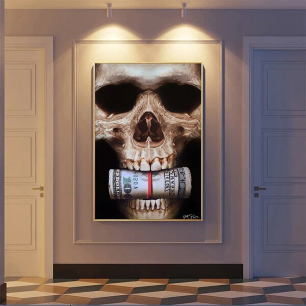 12454-32bad7.jpg Toile d'Art Mural Abstrait avec Crâne Noir et Balle, Affiches et Imprimés Modernes