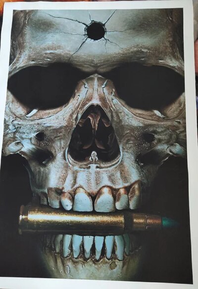 12454-fe13ed.jpg Toile d'Art Mural Abstrait avec Crâne Noir et Balle, Affiches et Imprimés Modernes