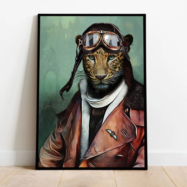 Affiche murale d'art militaire d'animaux drôles, impression sur toile, peinture murale, discuter, girafe, léopard, gérer pour décor de salon – Image 6