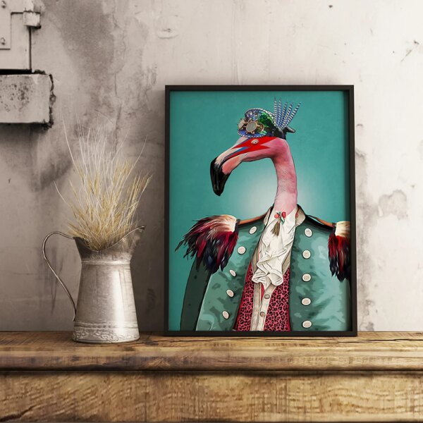 Affiche murale d'art militaire d'animaux drôles, impression sur toile, peinture murale, discuter, girafe, léopard, gérer pour décor de salon – Image 5