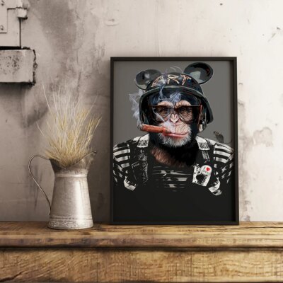 Affiche murale d'art militaire d'animaux drôles, impression sur toile, peinture murale, discuter, girafe, léopard, gérer pour décor de salon