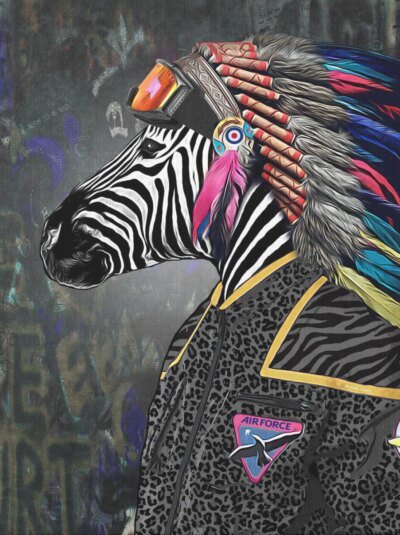 Affiche murale d'art militaire d'animaux drôles, impression sur toile, peinture murale, discuter, girafe, léopard, gérer pour décor de salon