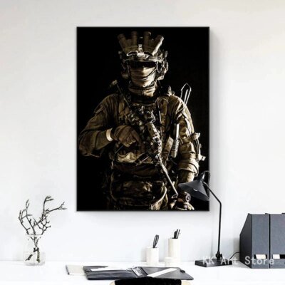 12586-0363be.jpg Peinture sur toile des forces spéciales militaires, affiche de soldat, impression HD