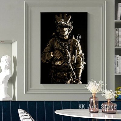 12586-754cdf.jpg Peinture sur toile des forces spéciales militaires, affiche de soldat, impression HD