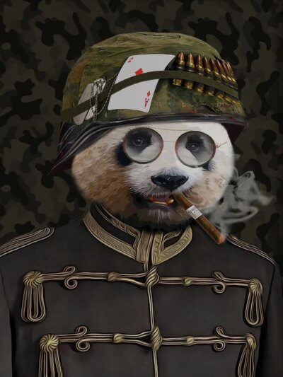 Affiche murale d'art militaire d'animaux drôles, impression sur toile, peinture murale, discuter, girafe, léopard, gérer pour décor de salon