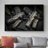 13102-7f4b32.jpg Airsoft Power – affiche militaire pistolet automatique, impression sur toile, peinture murale