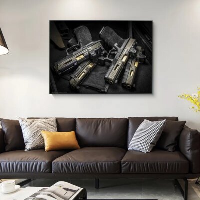 13102-cbd1f7.jpg Airsoft Power – affiche militaire pistolet automatique, impression sur toile, peinture murale