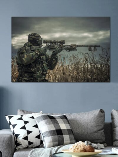 13168-a77d1c.jpg Affiches en tissu pour la décoration de la maison, célébrité d'assaut, fusil militaire, capitaine de soldat