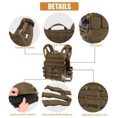 14213-c97d58.jpg Vention YDEX-Plaque JPC 2.0 Electrolux Dulglacoyote Brown, Rabat MOLLE, Armure d'assaut à dégagement rapide, CS Skip Airsoft