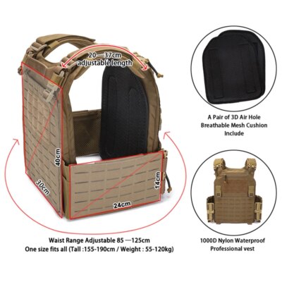 Gilet d'armure tactique en Nylon 1000D, gilet tactique de l'armée de Police, porte-plaque