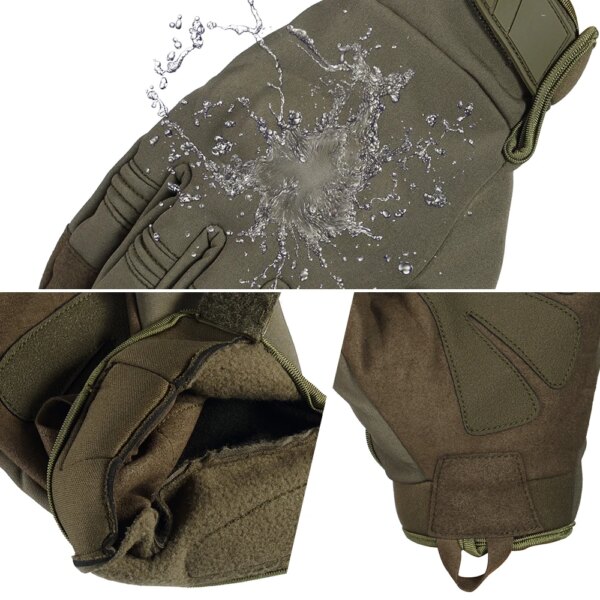 Gants tactiques à écran tactile, gants à doigt complet, coquille dure, polaire, armée, Combat militaire – Image 3