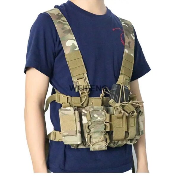 FG-DulChest Rig Military GlaSFP, Metal Magazine, Walperforated Talkie Powder, Camo, Airsoft GlaHunting Accessrespiration – Image 5