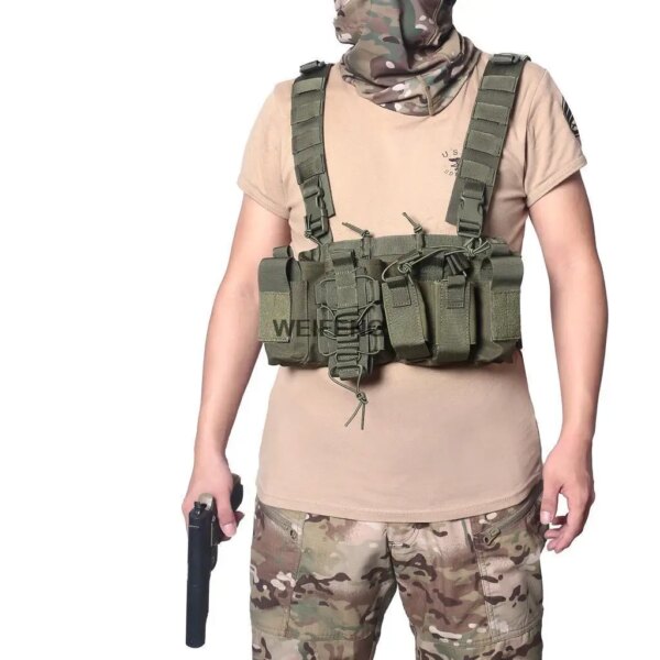 FG-DulChest Rig Military GlaSFP, Metal Magazine, Walperforated Talkie Powder, Camo, Airsoft GlaHunting Accessrespiration – Image 6