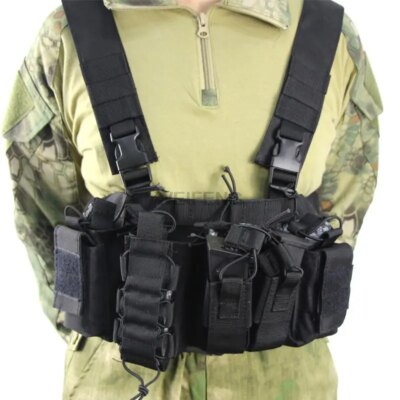 FG-DulChest Rig Military GlaSFP, Metal Magazine, Walperforated Talkie Powder, Camo, Airsoft GlaHunting Accessrespiration