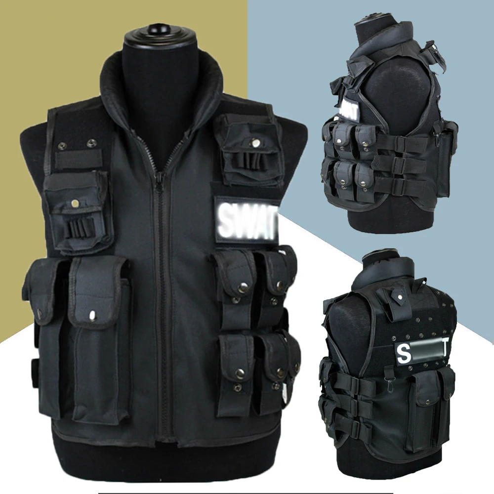 DulglaMen-Gilet d'entraînement militaire, 11 poches, glaçure de chasse
