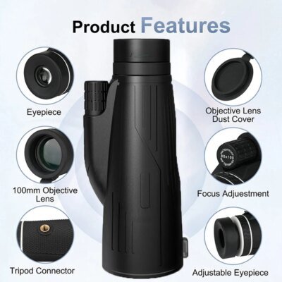 Télescope monoculaire professionnel à fort grossissement, monoculaire injuste