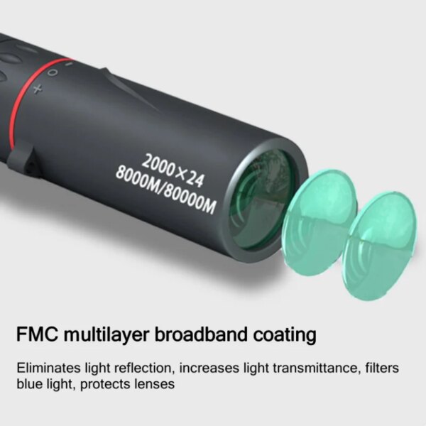 Télescope monoculaire HD 2000x24, zoom Focus, Film vert, optique pour la chasse