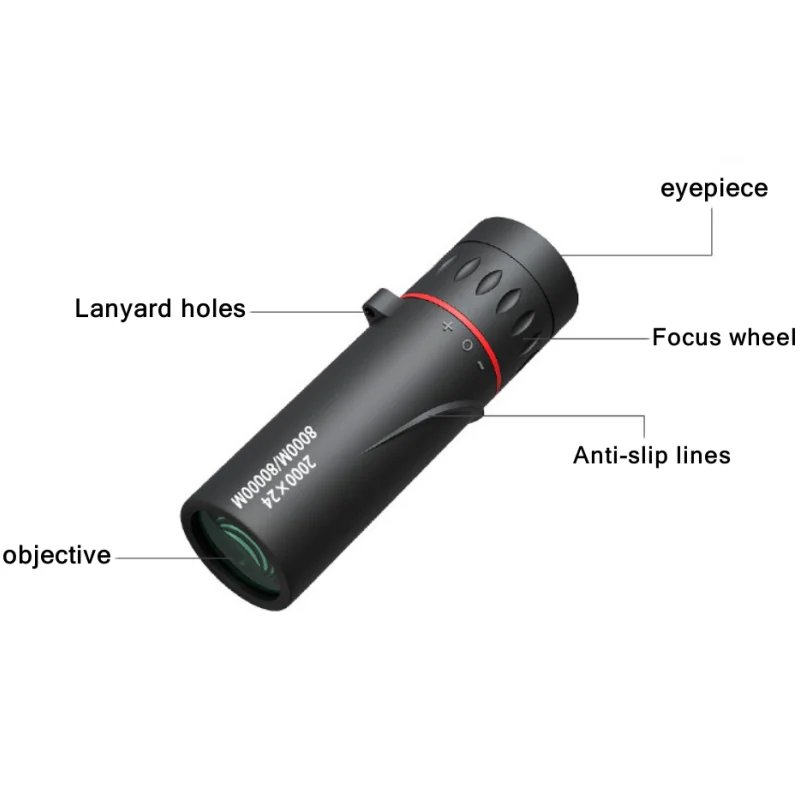 Télescope monoculaire HD 2000x24, zoom Focus, Film vert, optique pour la chasse – Image 5