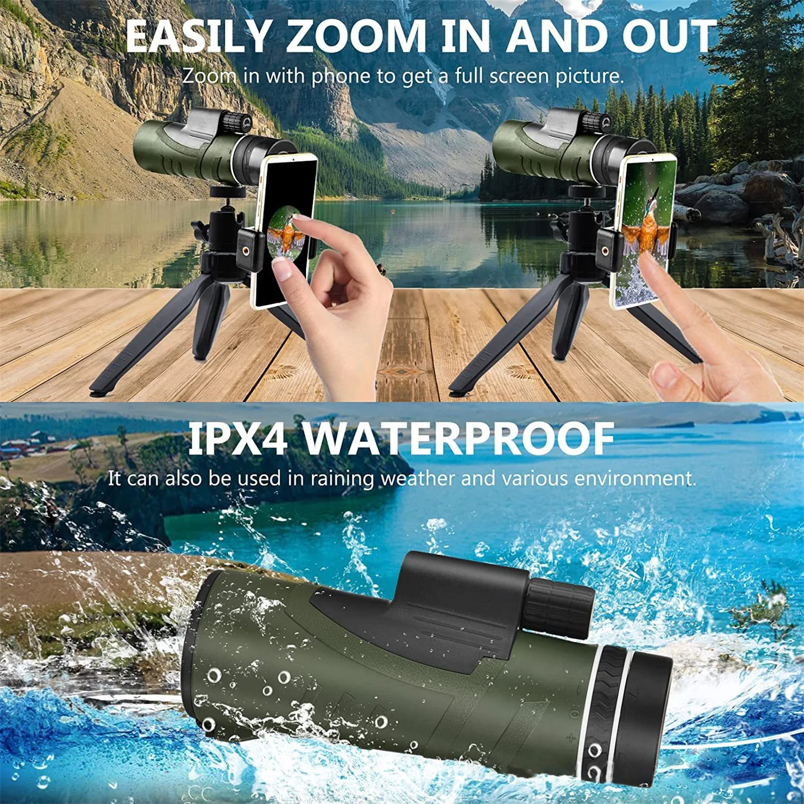 Télescope monoculaire HD 80x100, prisme BAK 4 et objectif FMC – Image 2