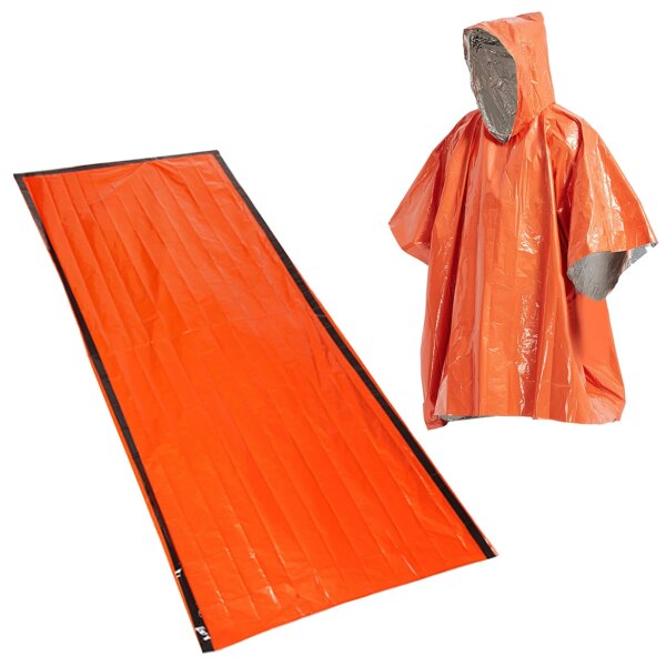 Abri de tente de survie d'urgence étanche avec sac de couchage, poncho de pluie