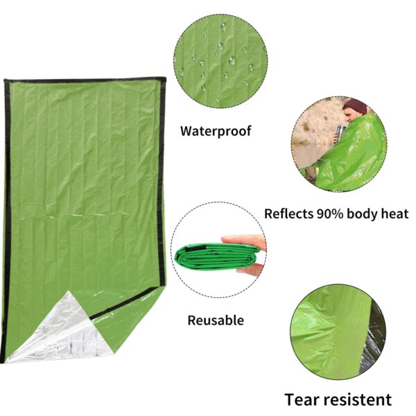 Tente tubulaire d'urgence pour 1/2 personnes, sac de couchage – Image 2