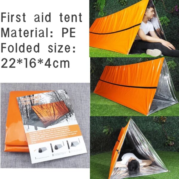 Kit de couverture thermique SOS imperméable, tente d'urgence – Image 6
