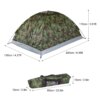 Tente de camping portable en polyester monocouche pour 2 personnes