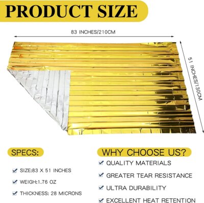 5-30Pc Extérieur D'urgence Or-Argent Couverture de Survie de Premiers