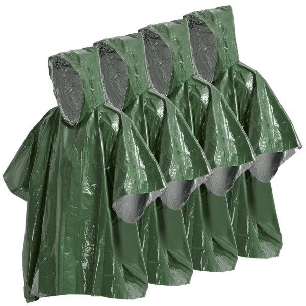 Poncho de Pluie d'Urgence, Couverture Thermique, Météo Verde, Survie en Plein Air